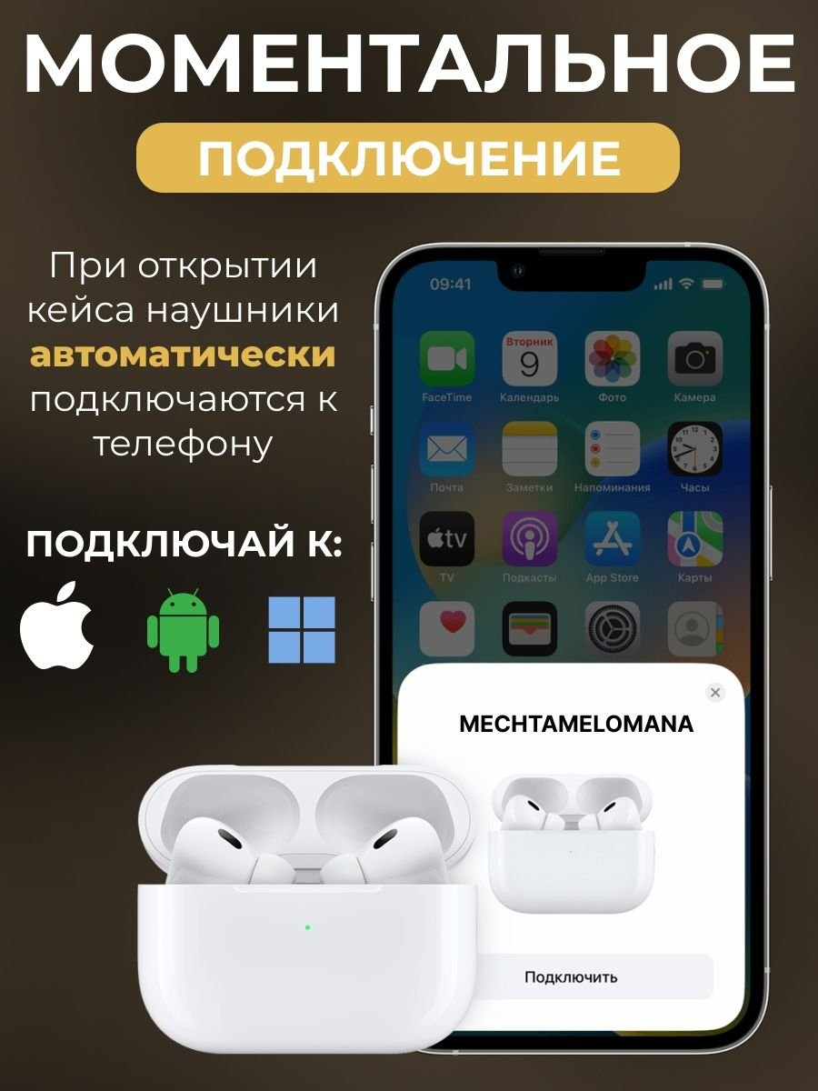 Pods Pro 2 + наручные часы В ПОДАРОК Беспроводные наушники Premium,  беспроводная зарядка купить по низким ценам в интернет-магазине Uzum  (1017182)