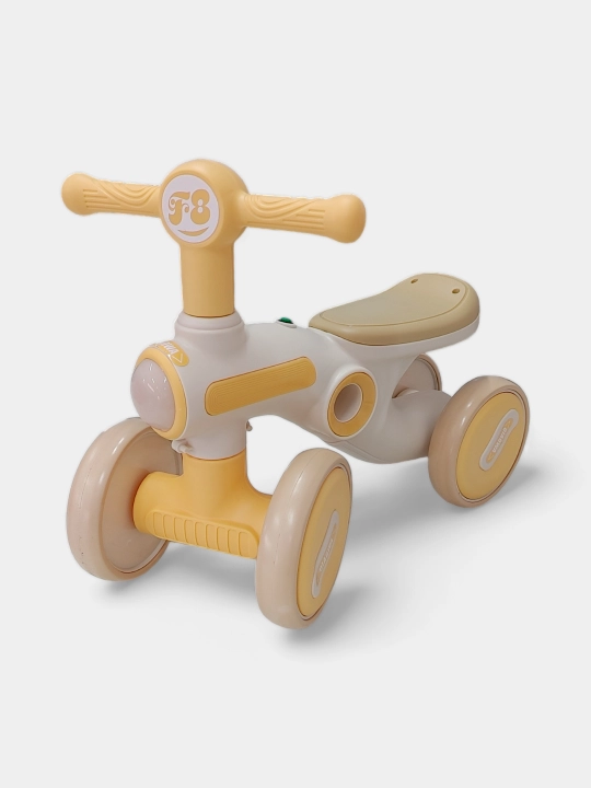 Bolalar to‘rt g‘ildirakli muvozanatlovchi velosipedi, pedalsiz, tolokar, aravacha