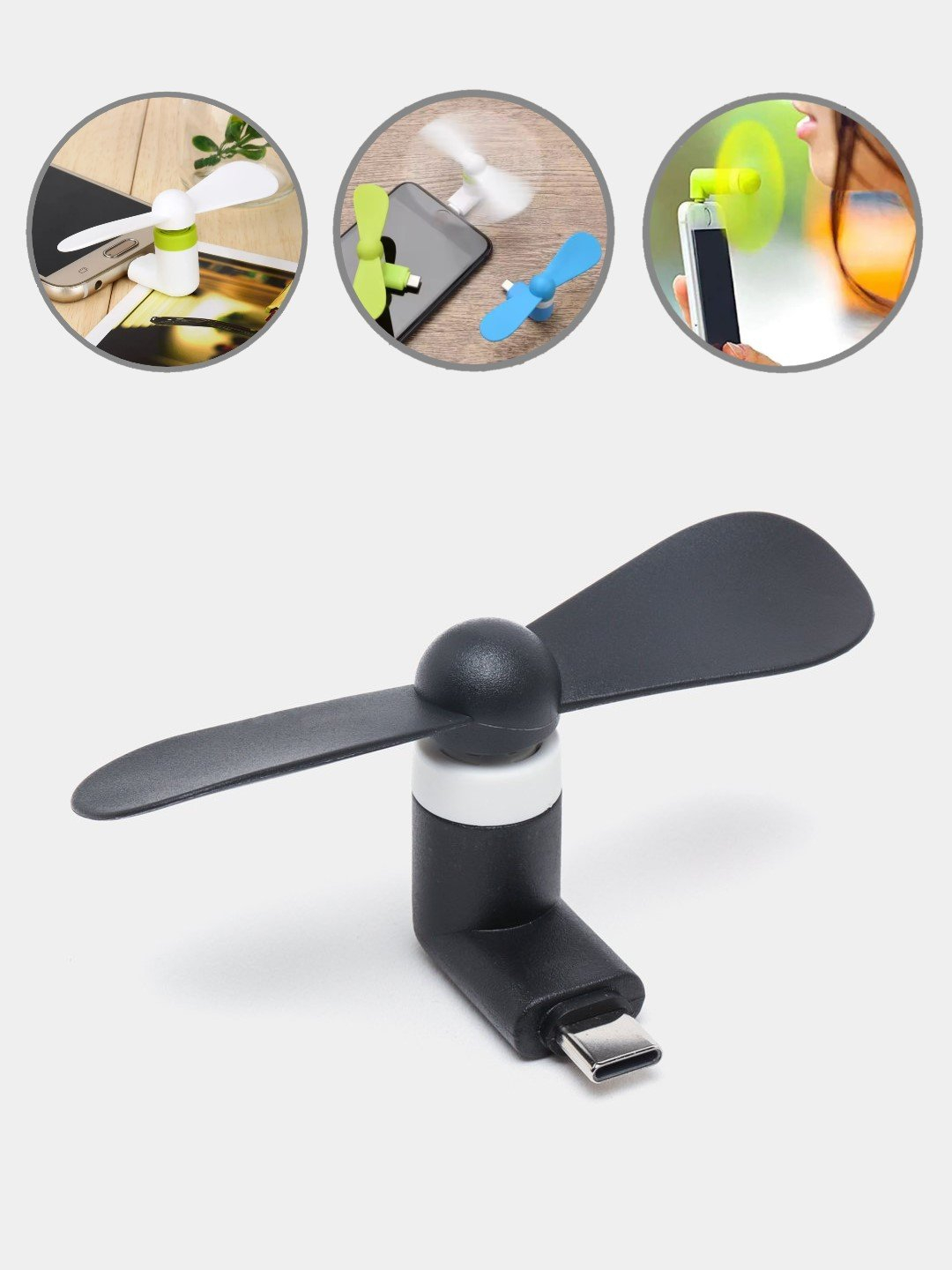 Mini ventilyator, Micro USB chiqish bilan USB-C/Type-C Lightining ...