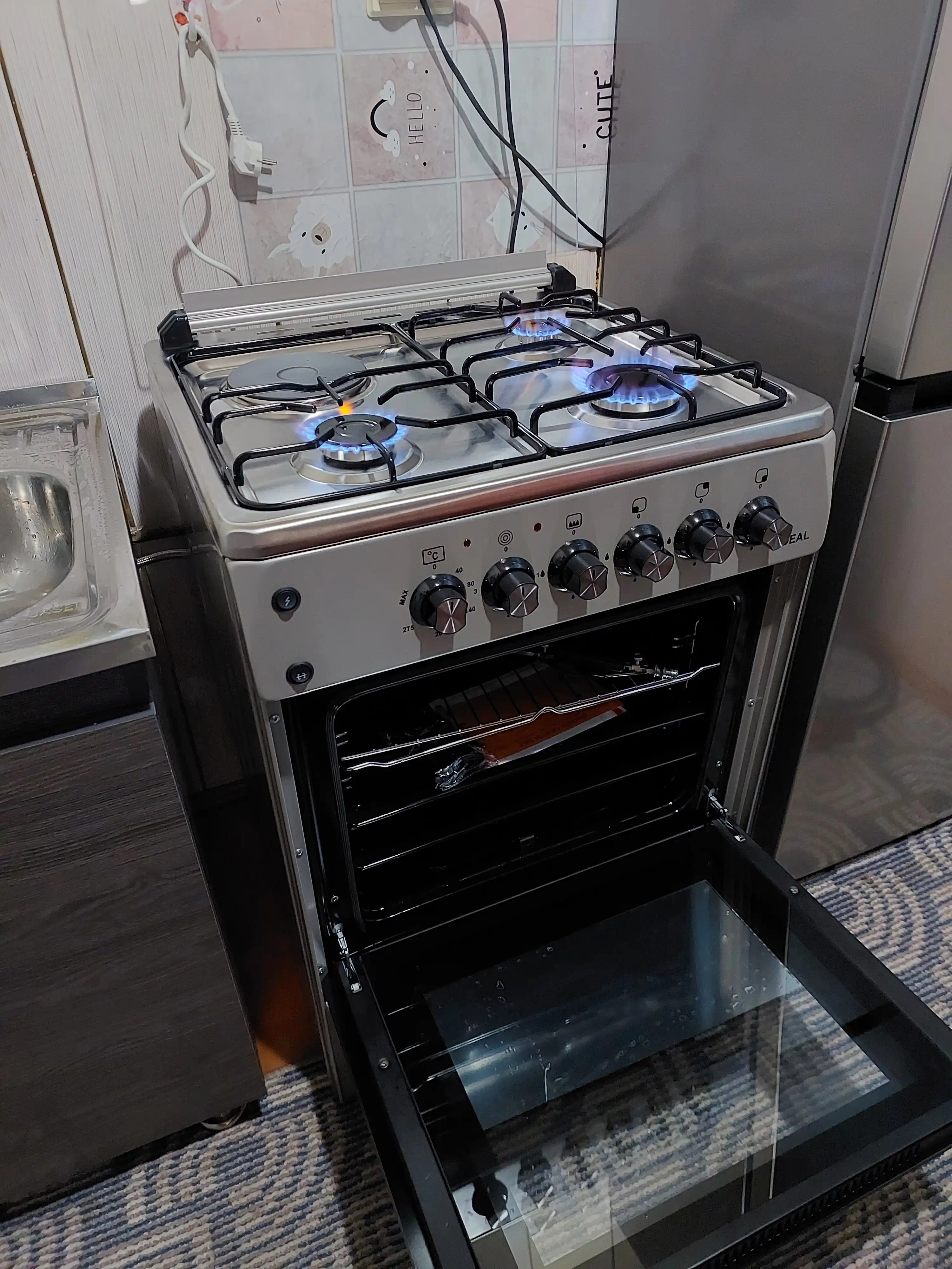 Газовая плита Ideal L325, 3+1 конфорки, oбъем духовки 65 л, 60 * 60