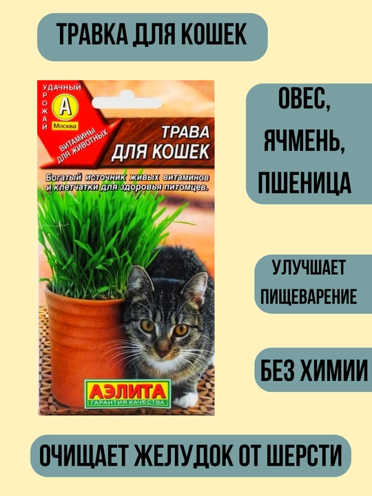Трава для кошек, попугаев, грызунов