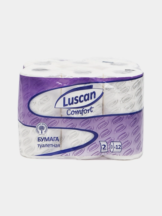 Туалетная бумага "Luscan Comfort", белая, 2 слоя, мягкая, 12 рулонов - 