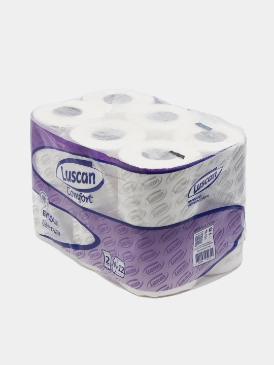 Туалетная бумага "Luscan Comfort", белая, 2 слоя, мягкая, 12 рулонов