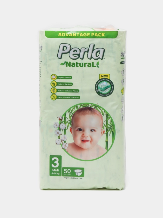 Подгузники Perla natural 3 MIDI, 4-9 кг, 50 шт - 
