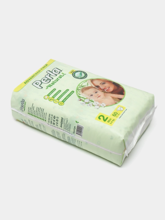 Детские подгузники Perla "Natural" Mini, №2, 3-6 кг, 60 шт