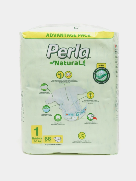 Подгузники PERLA NATURAL 1 NEWBORN 2-5 кг, 68 шт