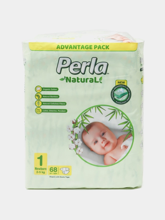 Подгузники PERLA NATURAL 1 NEWBORN 2-5 кг, 68 шт - 