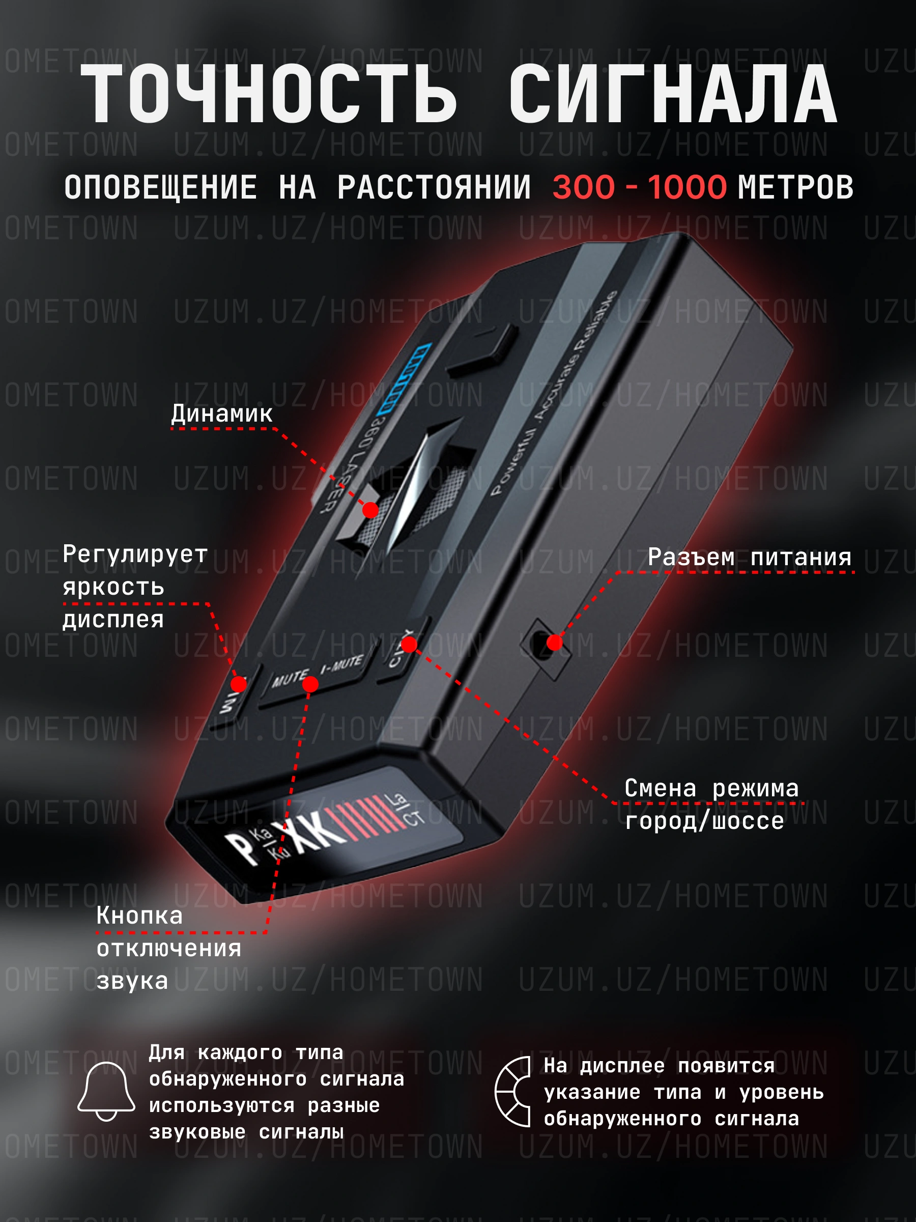 Радар детектор RAD1000 за 480000 сум со скидкой 13%. Uzum Market