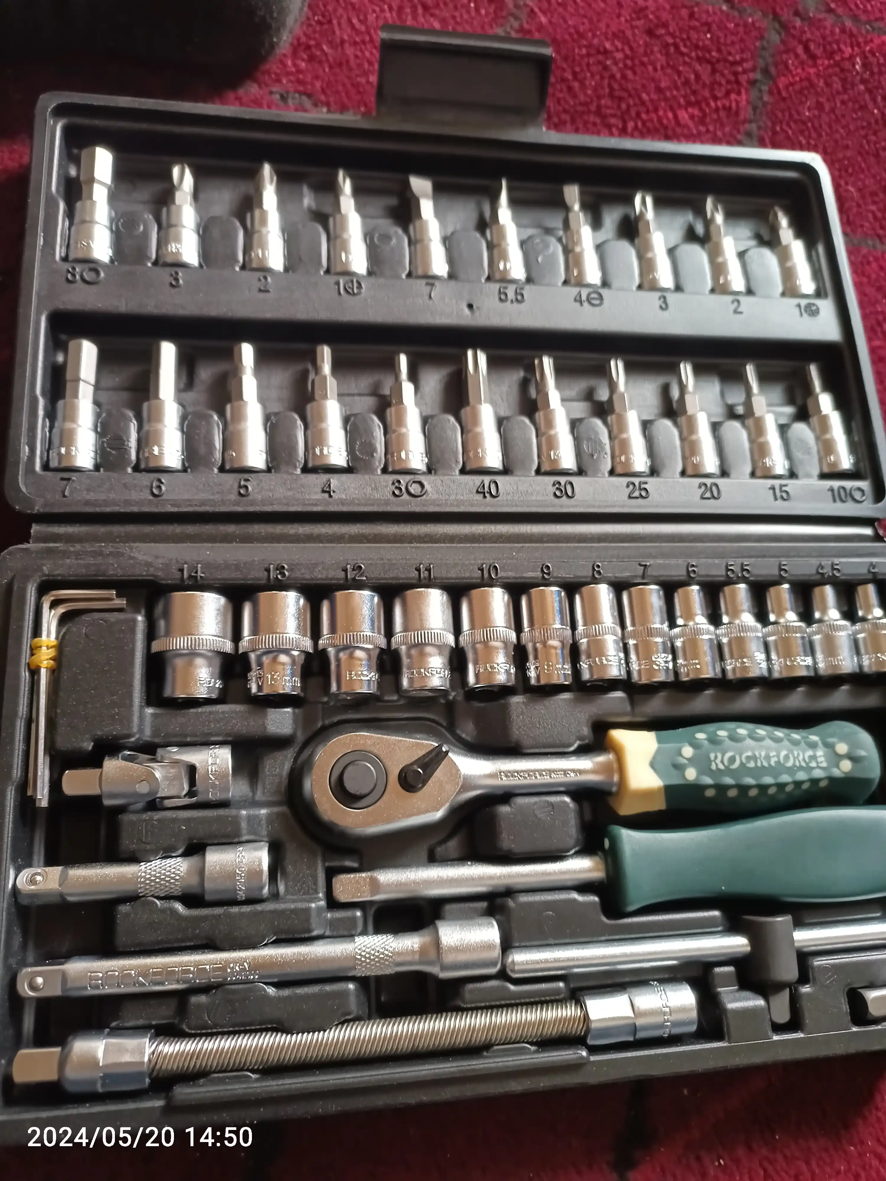 Nabor kluch, asboblar to'plami RockFORCE RF-2462-5, 1/4", 4-14 mm, 46 buyum keysda
