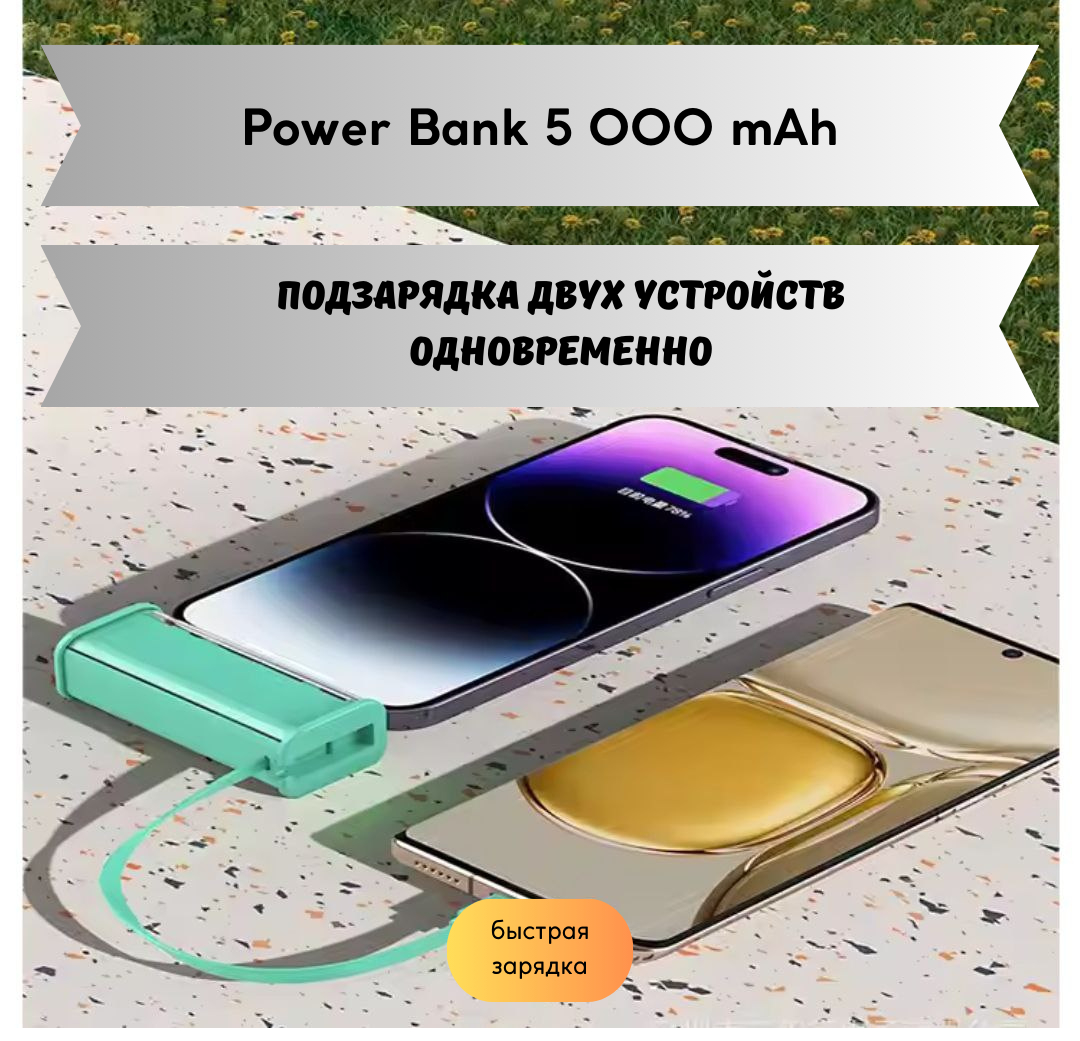 Внешний аккумулятор Power Bank PRC-047, 5000 мАч, портативное, быстрое  зарядное устройство купить по низким ценам в интернет-магазине Uzum (977268)