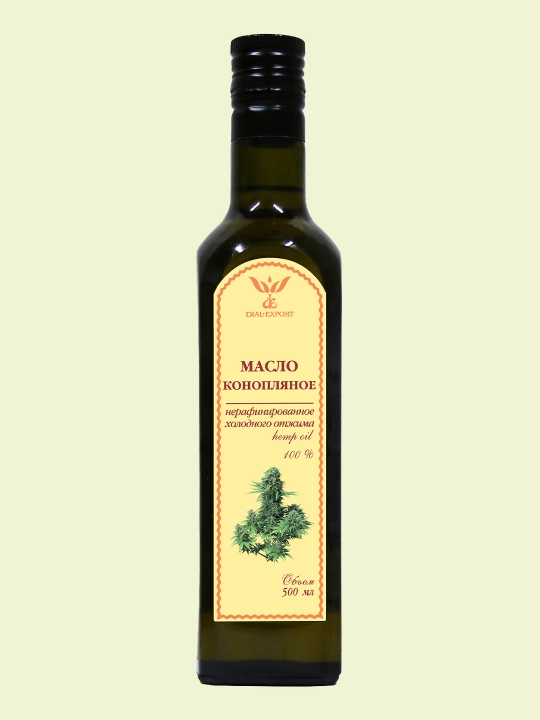 Масло конопляное, 500 мл DialExport, нерафинированное, холодного отжима - 
