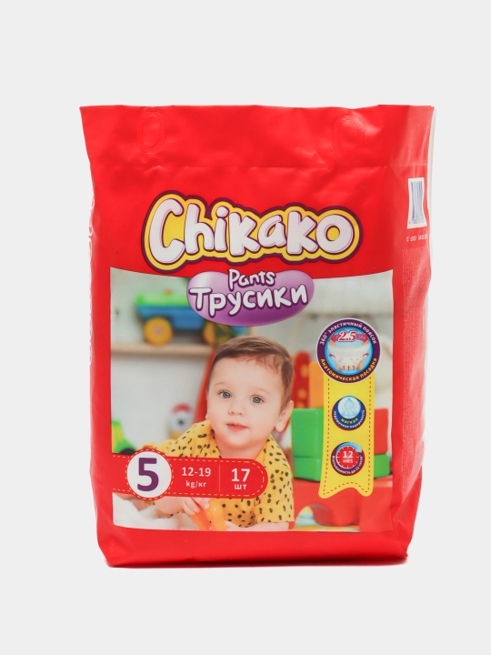 Подгузники трусики детские Chikako mini, 5 размер XL, 12-19 кг, 17 шт, ультра мягкие