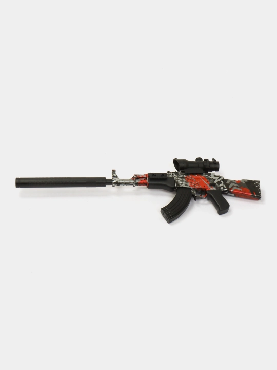 Орбиз автомат AK-47 с аккумулятором 76см прицелом, глушителем игрушечный бластер для детей