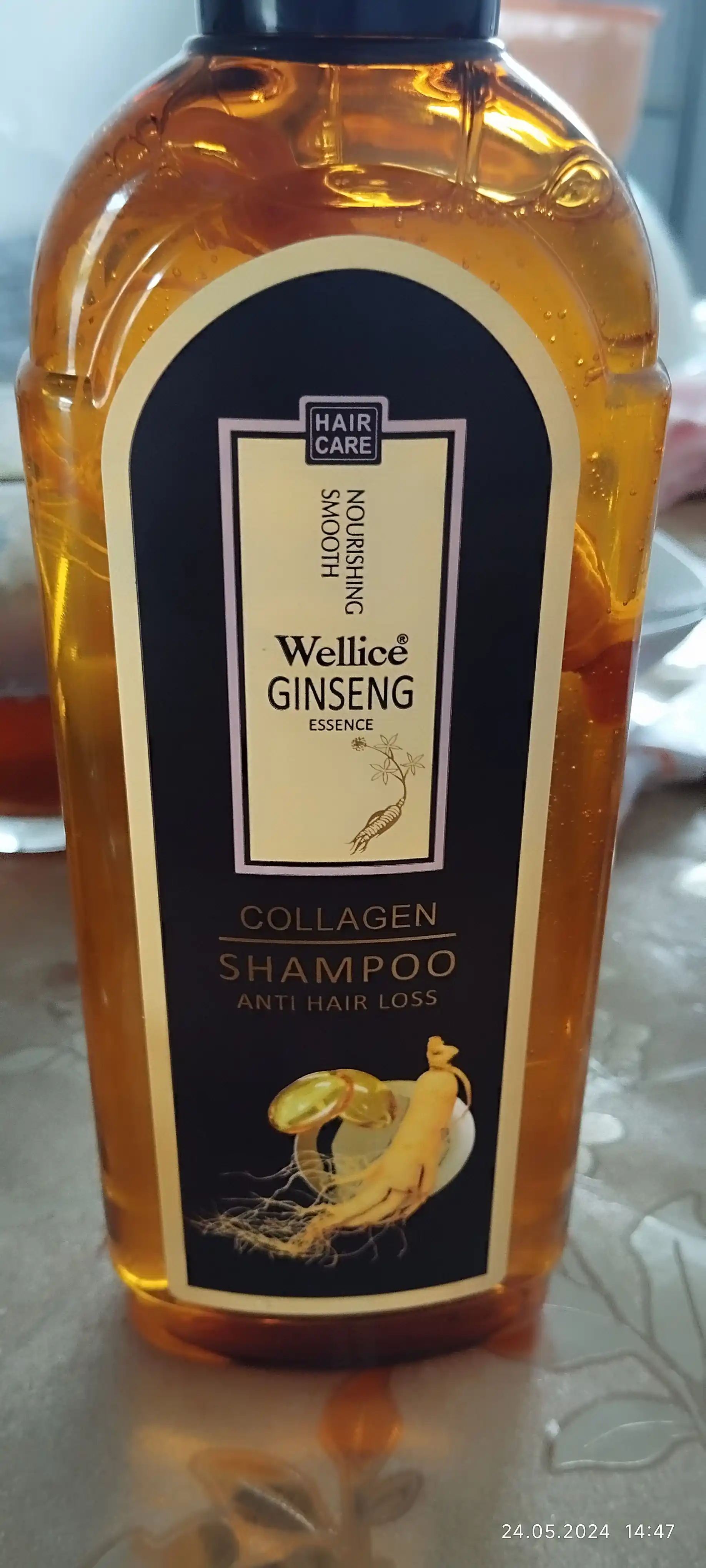 Shampun jenshenli Wellice Ginseng Collagen, sochlar tukilishiga qarshi, 420 ml