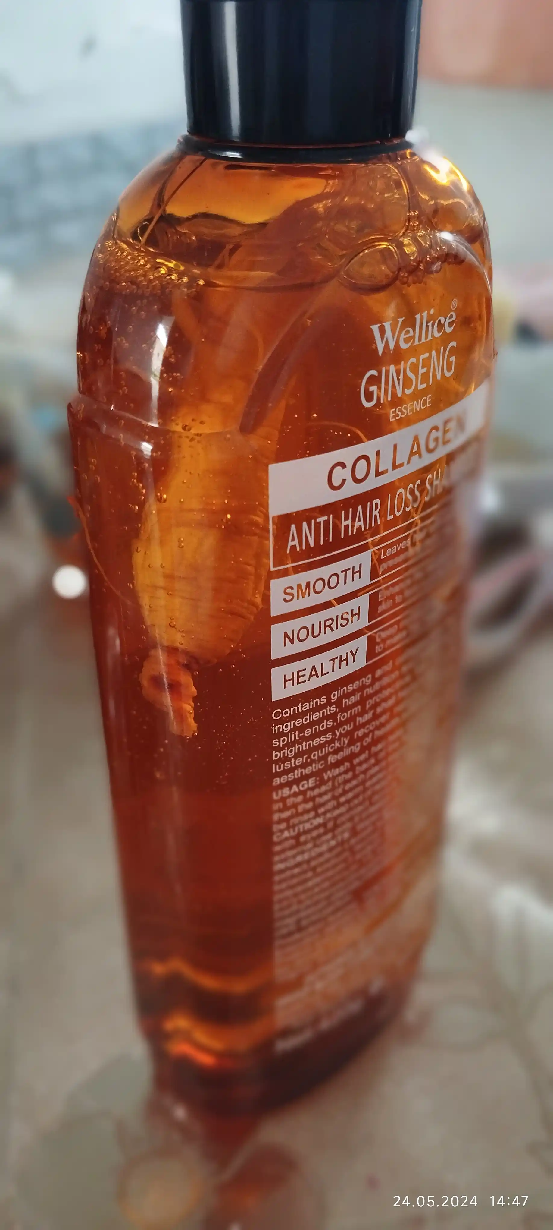 Shampun jenshenli Wellice Ginseng Collagen, sochlar tukilishiga qarshi, 420 ml