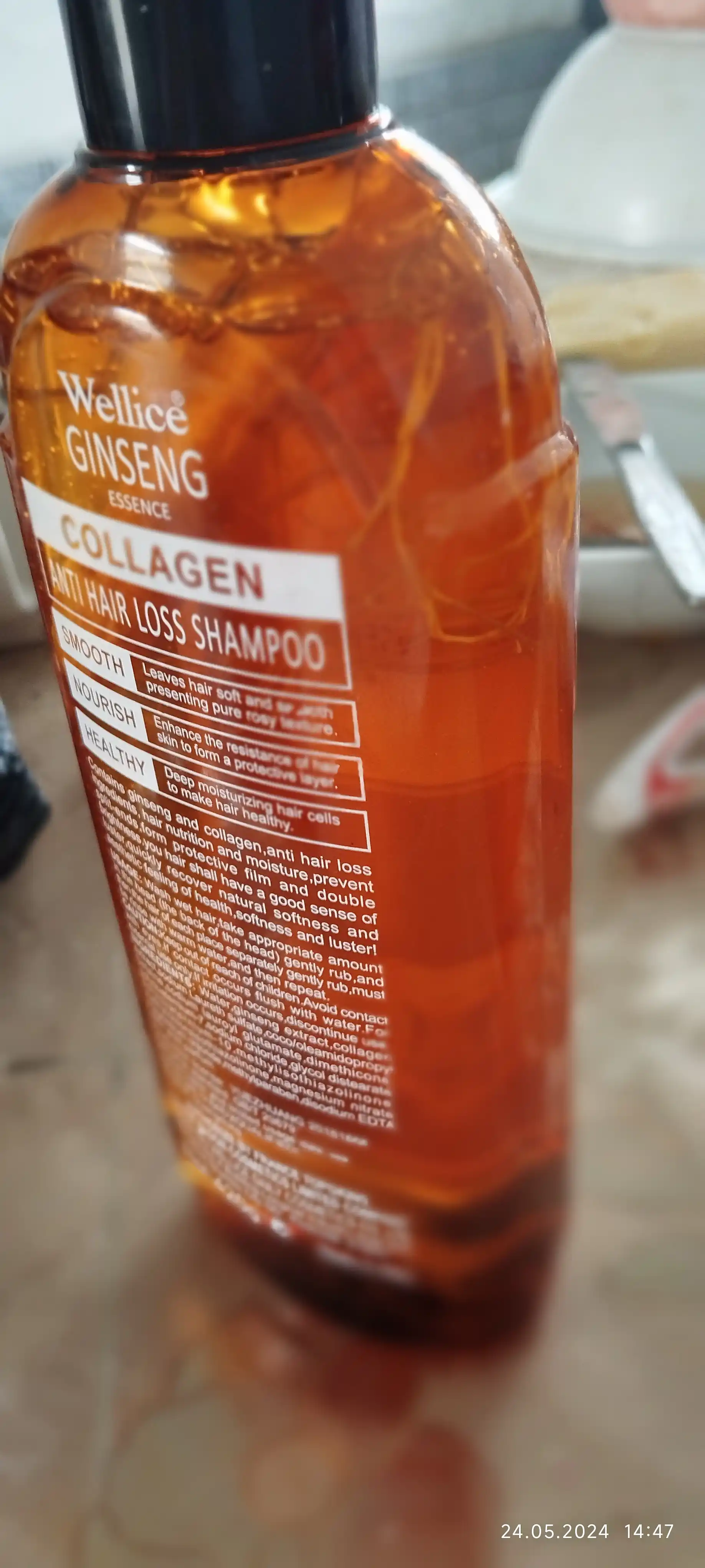 Shampun jenshenli Wellice Ginseng Collagen, sochlar tukilishiga qarshi, 420 ml