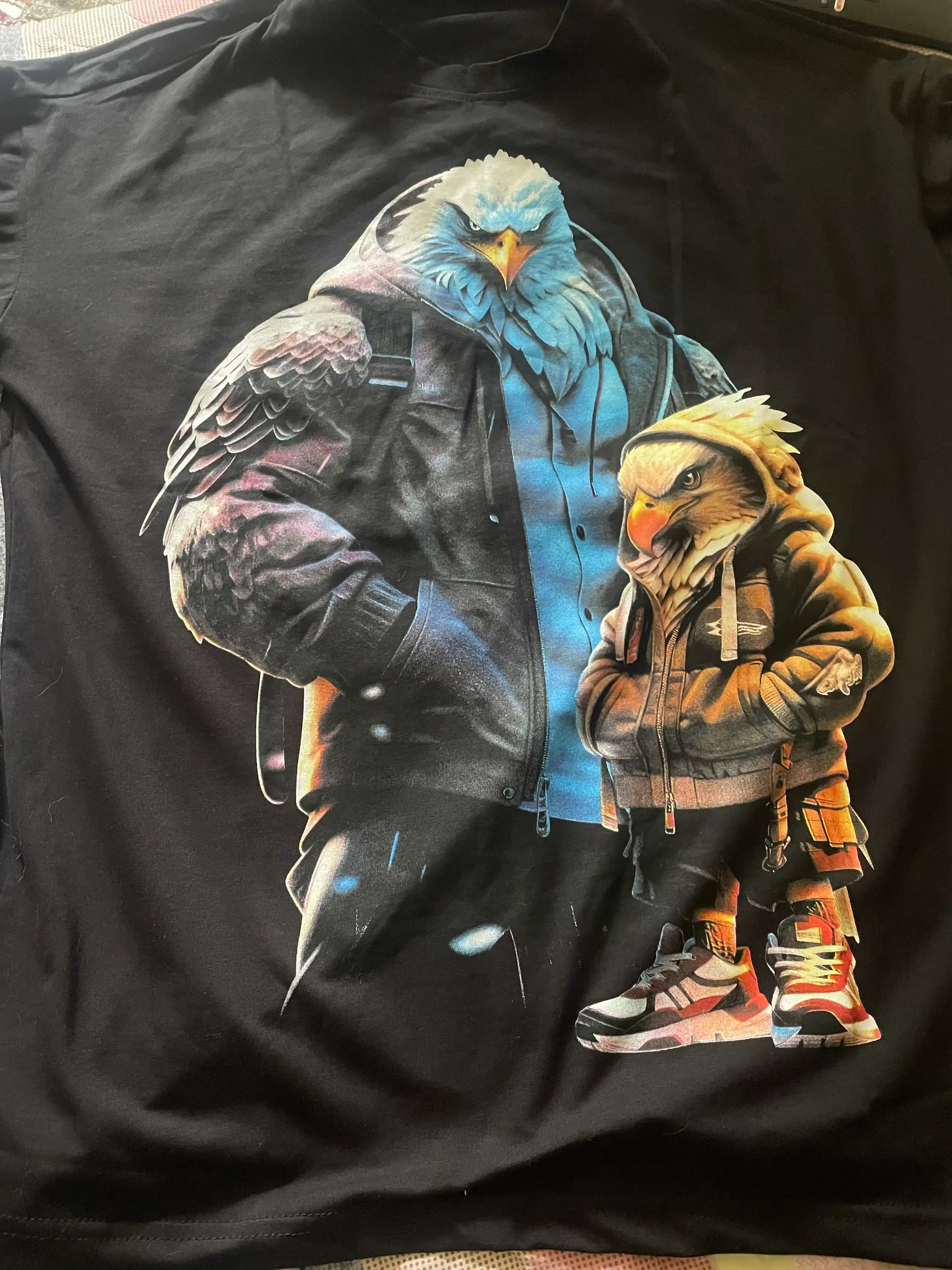 Erkaklar va ayollar uchun futbolka, oversiz, print bilan, unisex, paxta