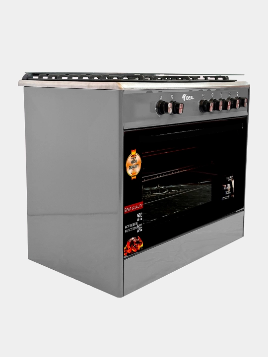 Gaz plita Ideal IEL9002 Inox, 5 konforkali, pech hajmi 105 litr, 90 * 60