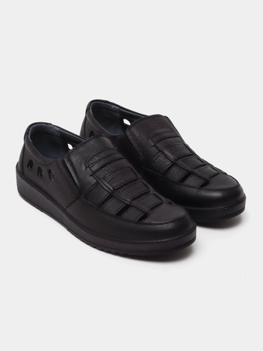 Erkaklar uchun klassik oyoq kiyimi, sandalilar, qora, salamandra - 