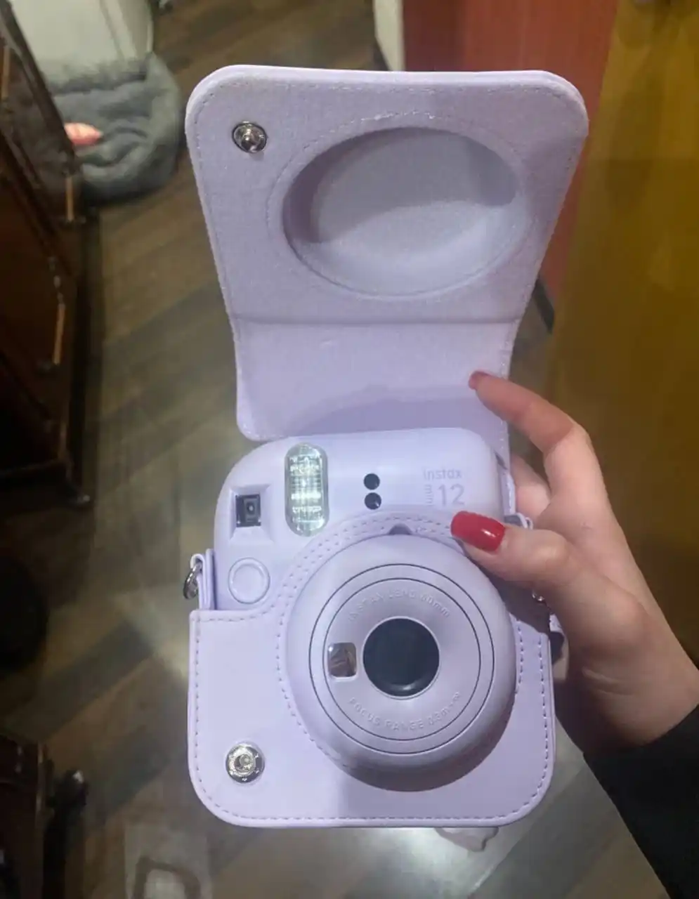 Tasma bilan charm g'ilof, keys Instax mini 12, mini 11, mini 7+/SE uchun