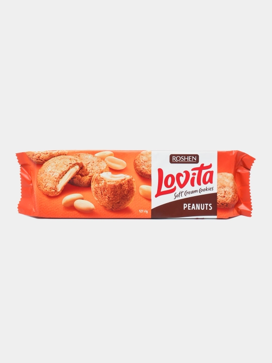 Yog'li pechenye Roshen Lovita Soft Cream Cookies Peanut yeryong'oq bilan, 127 g