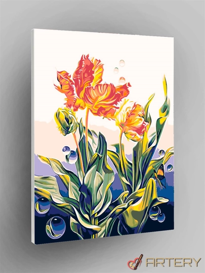 Картина, рисование по номерам ARTERY "Цветы", раскраска на холсте, 40 * 50 см — ARTERY-ARTTCV-ОРАНЖ