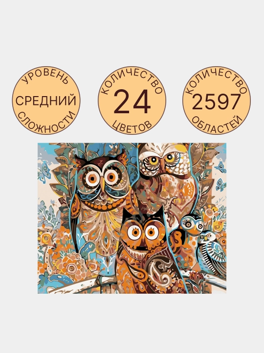 Raqamlar bo'yicha rasm chizish ARTERY Qushlar, holstda chizmachilik, 40 * 50 sm
