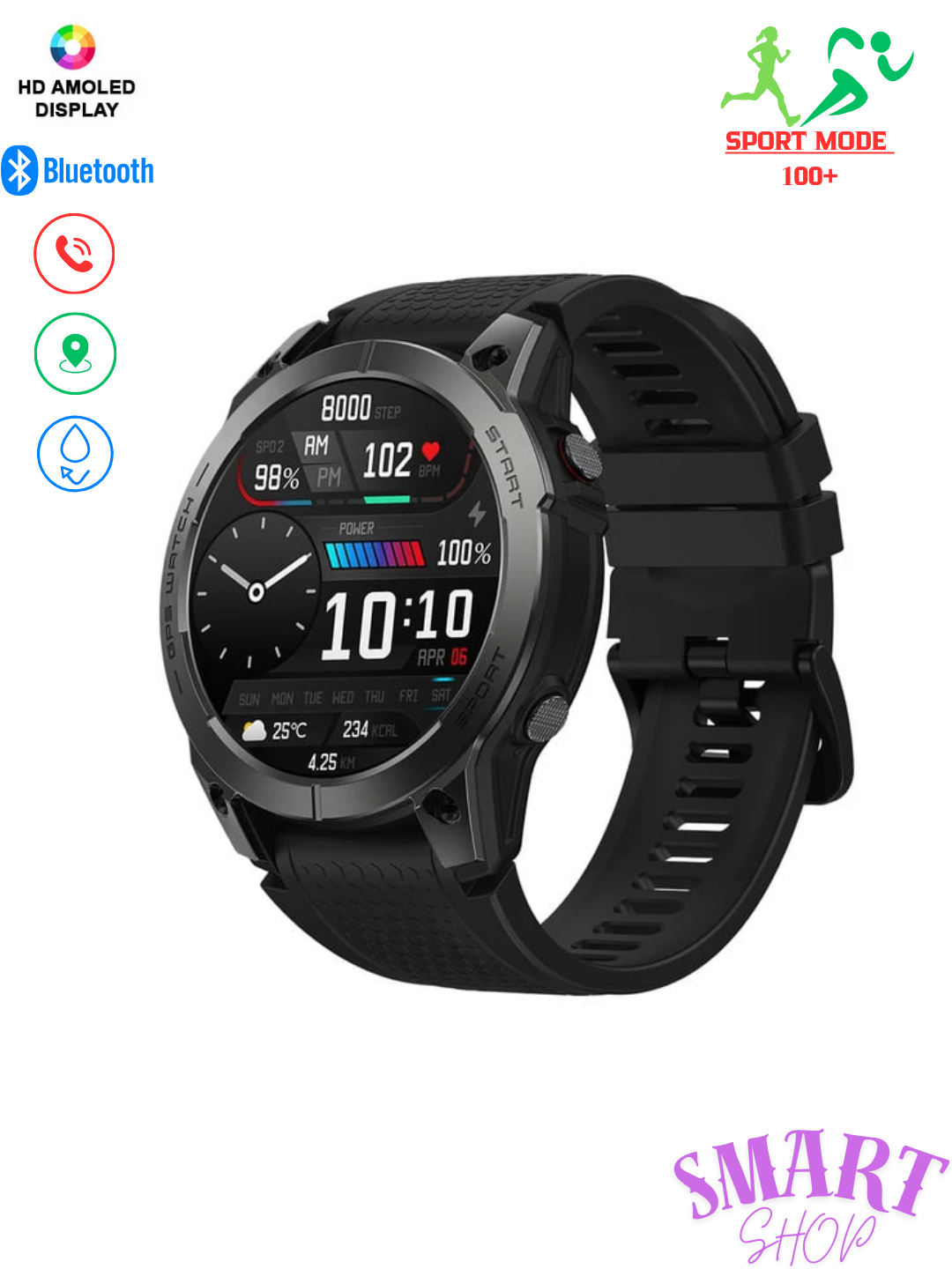 Умные наручные часы Zeblaze Stratos 3 Smart Watch GPS Спорт / Телефон,  Музыка и навигация купить по низким ценам в интернет-магазине Uzum (1020260)