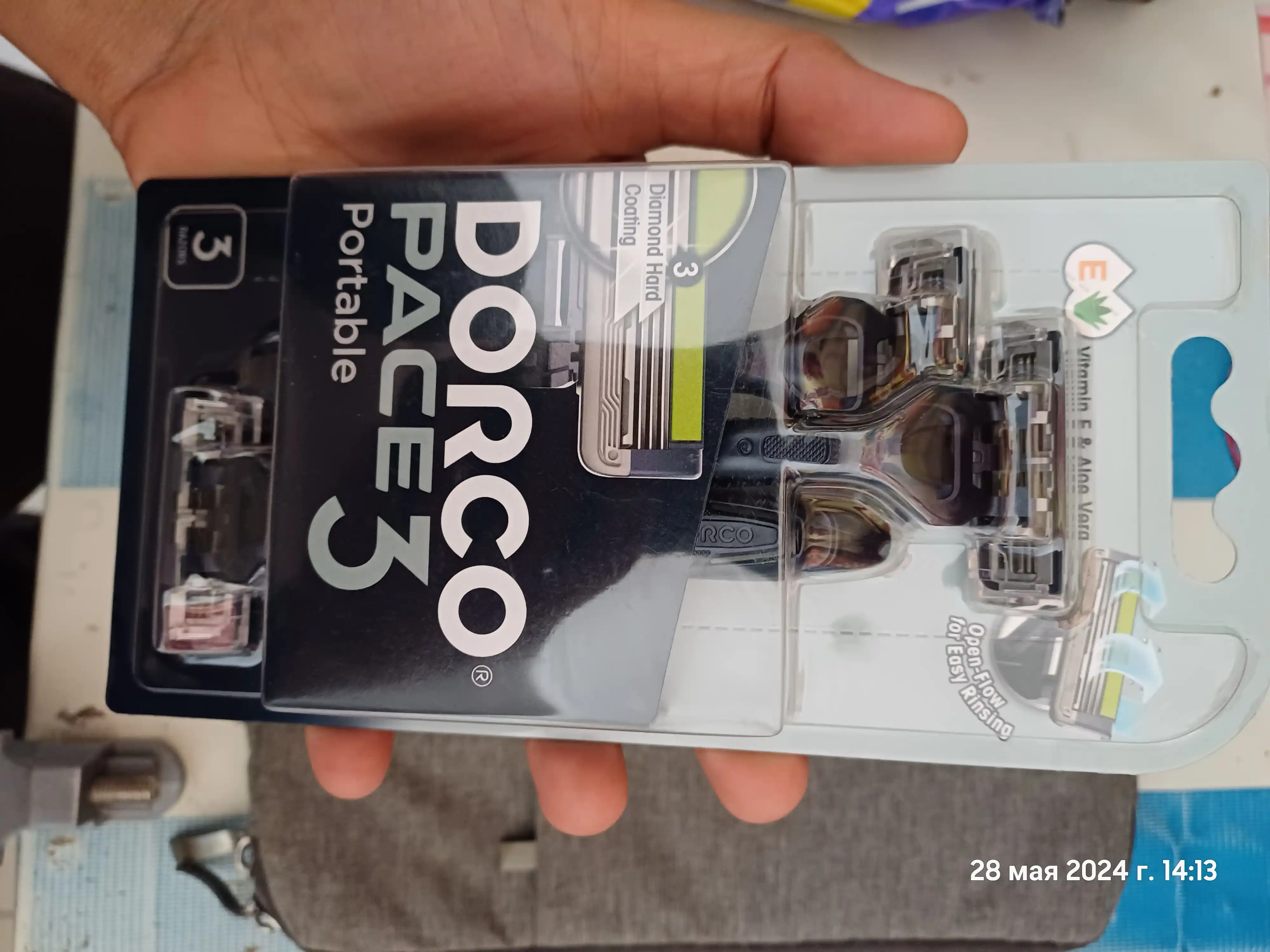 Bir martalik ustara DORCO PACE 3, blister, 3 dona