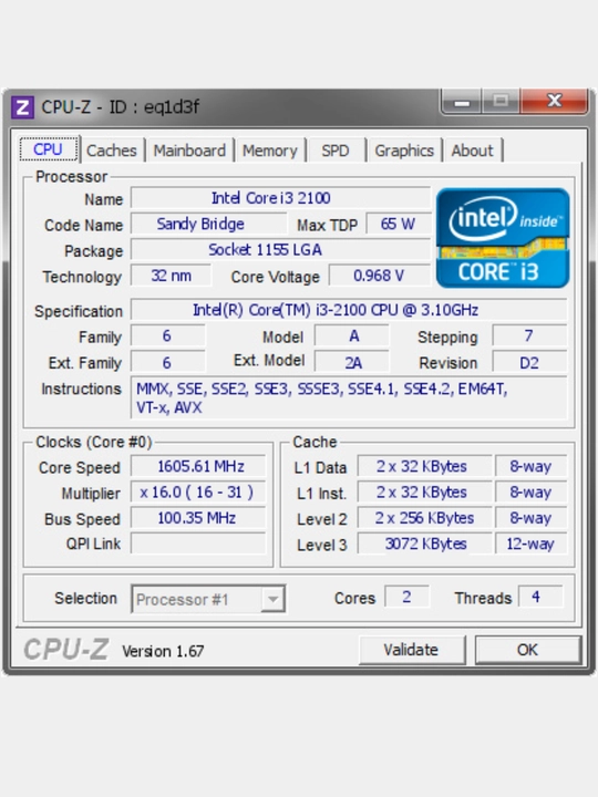 Процессор Intel Core i3-2100 LGA1155 ОЕМ