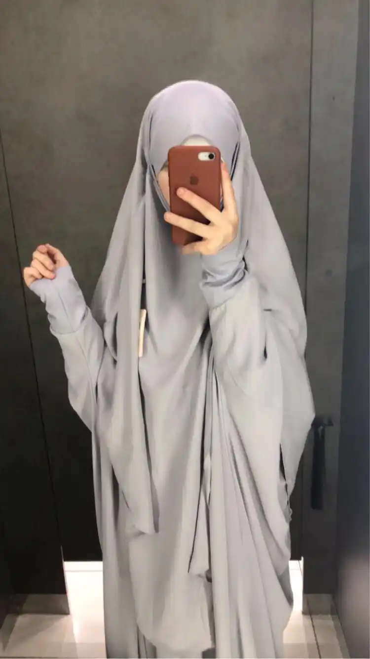 Ximar abay hadj, musulmon libosi uzun, keng, tasodifiy hijobli jilbob