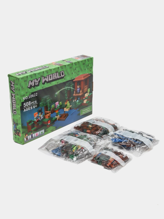 Наборы больших конструкторов My World, по тематике Minecraft, с фигурками героев