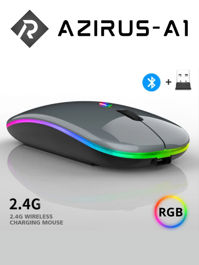 Беспроводная компьютерная мышь AZIRUS A1, RGB, Bluetooth, зарядка через Type-C