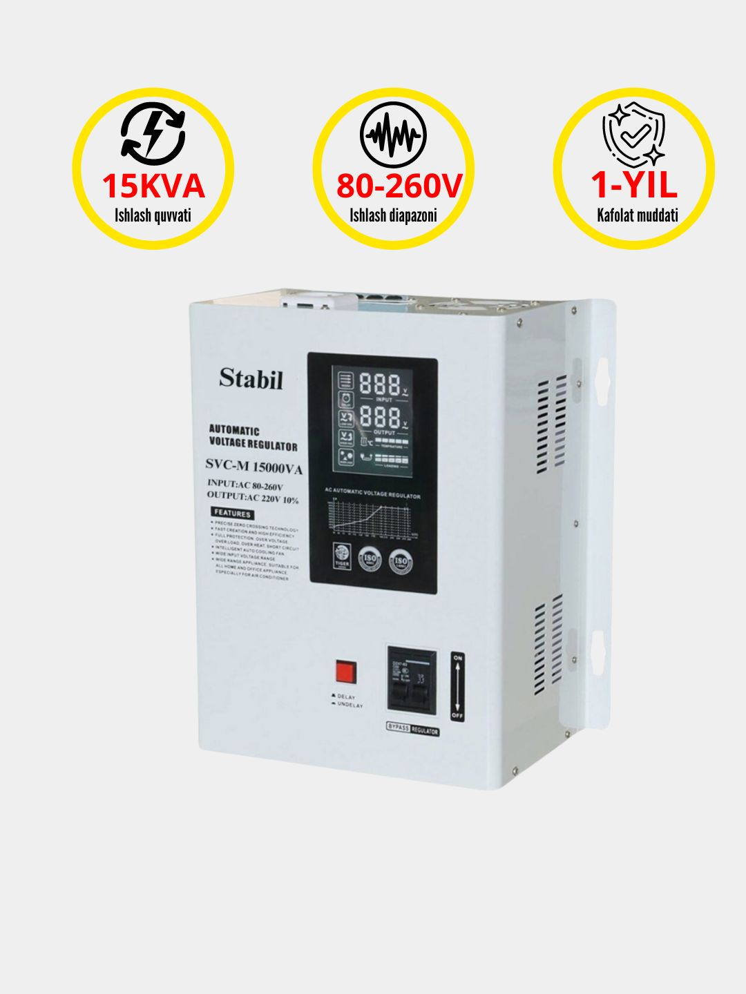 Стабилизатор напряжения Латерный Stabil SVC-15000ВА 15kвA 80-260В 3% 1 ...