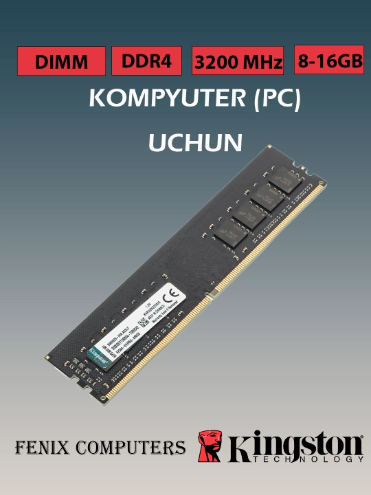 Operativ xotira kompyuter uchun Kingston DDR4 8 GB 16 GB 3200 MHz DIMM OEM - 
