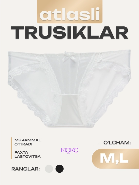 Ayollar ichki kiyimlari, ipakli, atlas trusiklar. Trusiklar kichkina yuradi - 