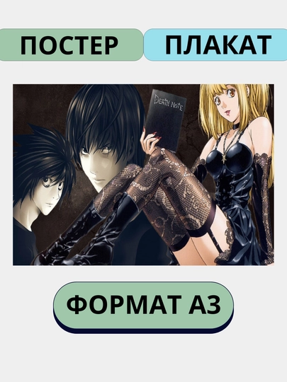 Постер на стену, интерьерные большие постеры А3 Тетрадь смерти, Аниме, Манга — ПОСТЕР-ТЕТРАД1-МАНГО