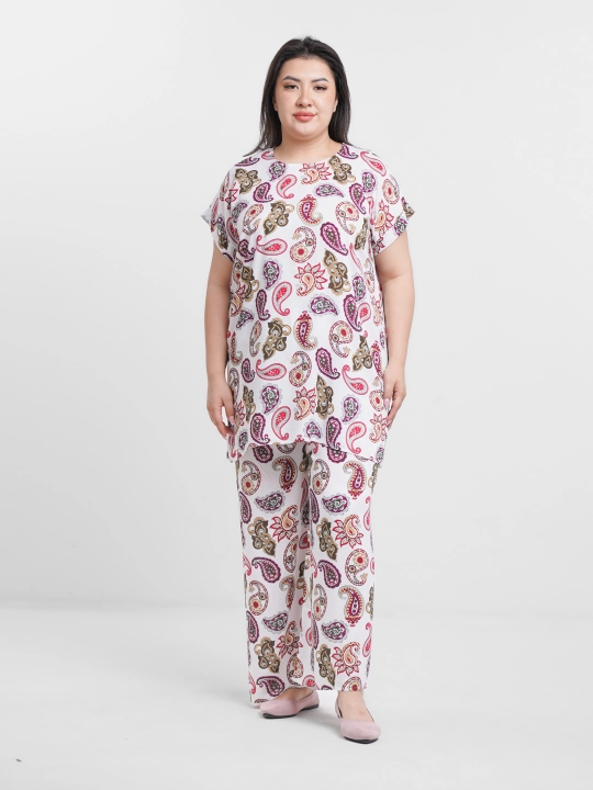 Ayollar kostyumi, oversize, tunika va shim, o‘lchami 46-52 - 