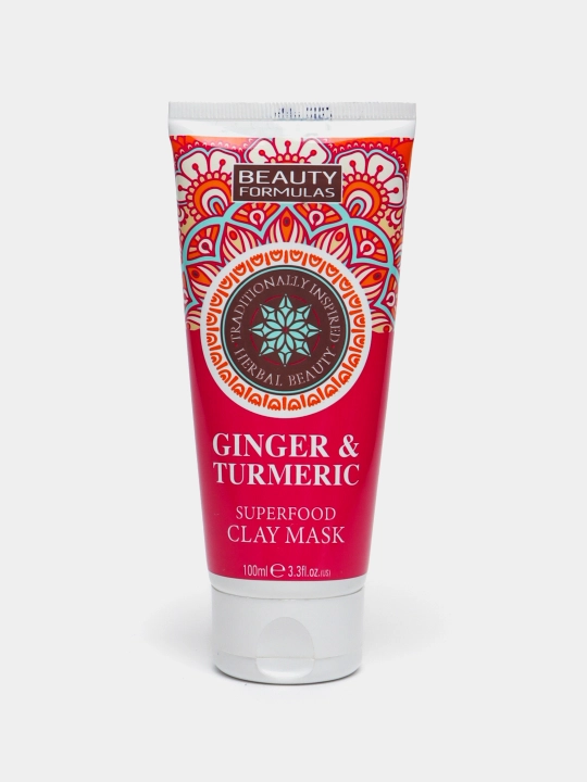 Yuz uchun Beauty Formulas gilli niqobi zanjabil va zarchava bilan, 100 ml