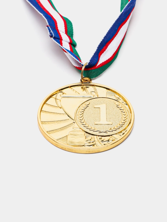 Sovrin medali, lentadagi metall, 1-oʻrin oltin, 2-oʻrin kumush, 3-oʻrin bronza