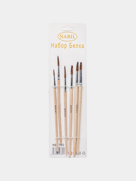 Tabiiy cho'tkalar to'plami Belka, 6 dona, 1, 2, 3, 4, 5, 6, Camis-C NB-760