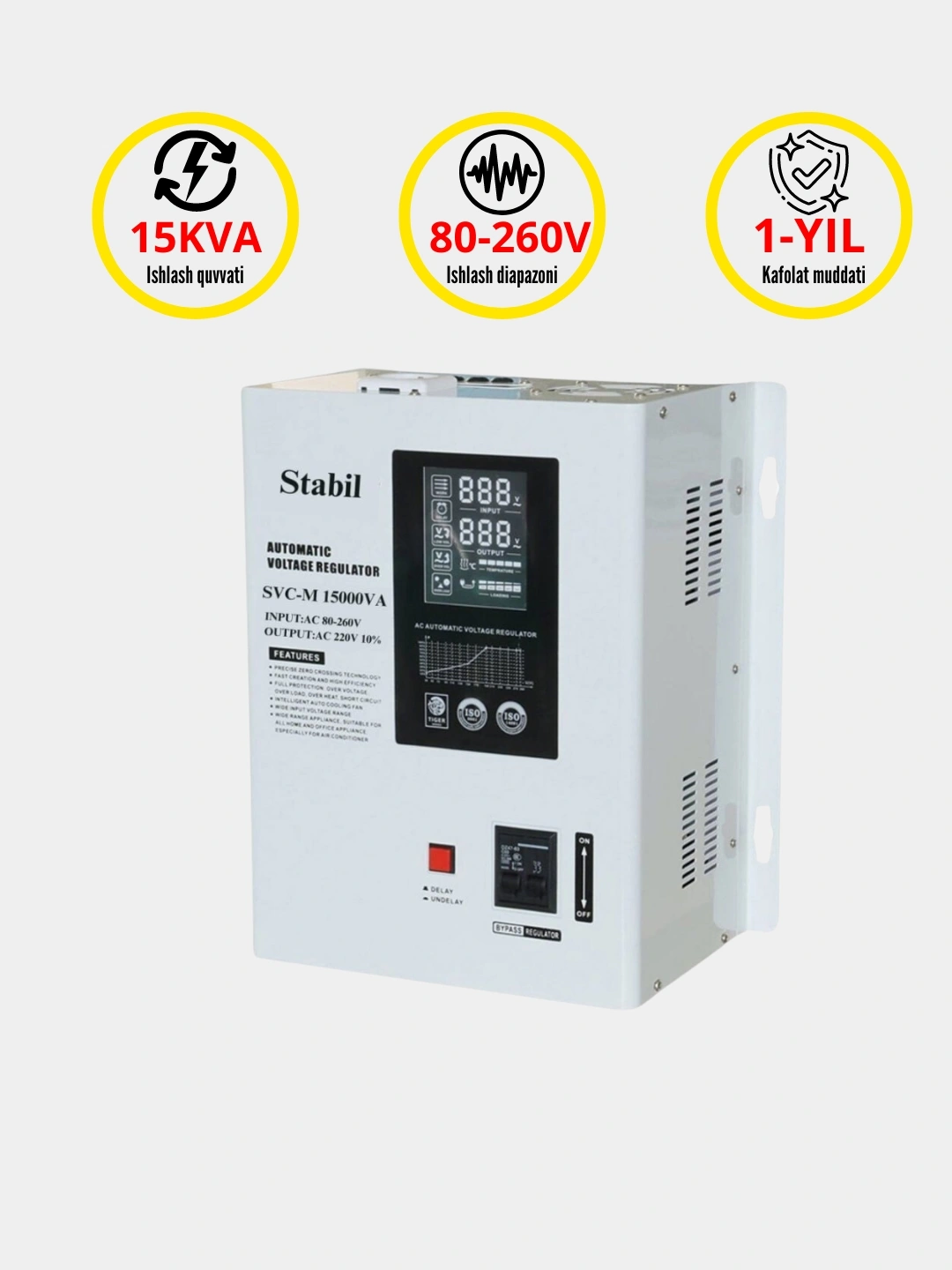 Стабилизатор напряжения латерный Stabil SVC-15000ВА, 15 kвA, 80-260 В ...