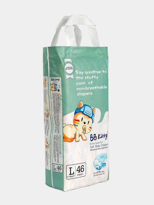 Подгузники BB Kitty для детей весом 9 - 14 кг, размер L - 4, 46 шт