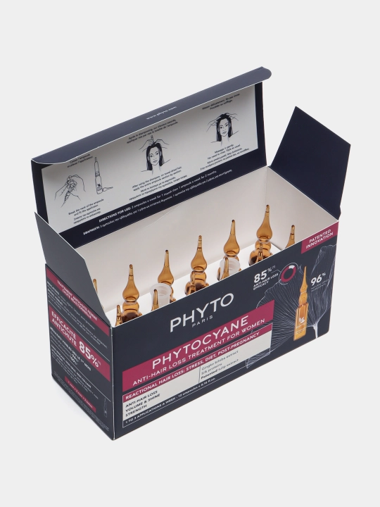 Phyto Cyane soch to'kilishiga qarshi reaktsiyali davolash sarum soch to'kilishiga qarshi 12x5ml