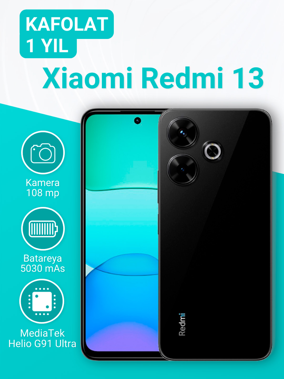 Смартфон Xiaomi Redmi 13 6-8/128-256 ГБ, камера 108 МП хиаоми редми 13 5030  мАч купить по низким ценам в интернет-магазине Uzum (1077092)