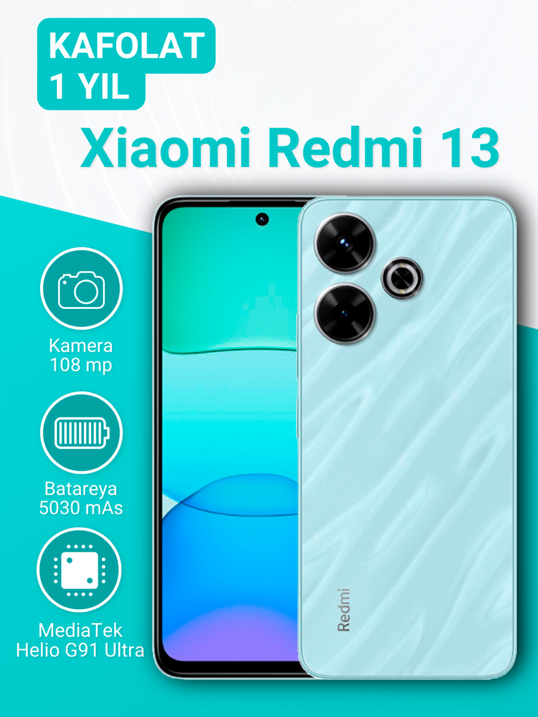 Смартфон Xiaomi Redmi 13 6-8/128-256 ГБ, камера 108 МП хиаоми редми 13 5030  мАч купить по низким ценам в интернет-магазине Uzum (1077092)