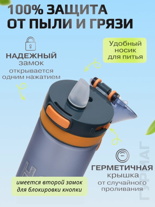 Бутылка для воды спортивная для напитков и фитнеса