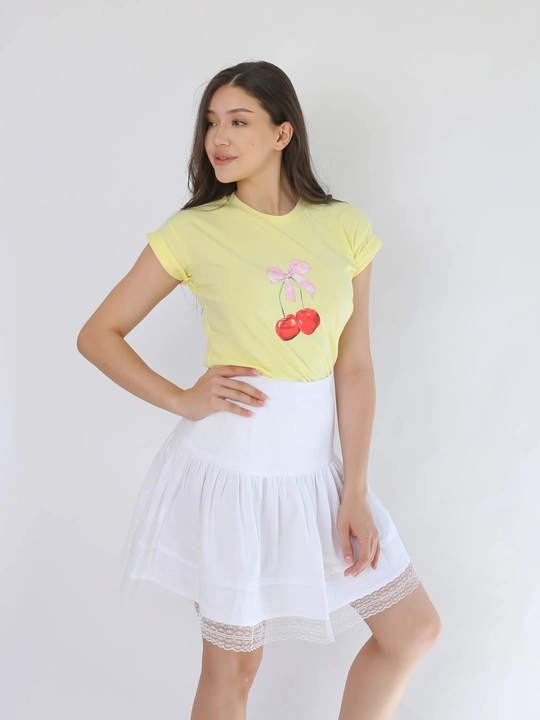 Женская футболка с фруктовым принтом, хлопок
