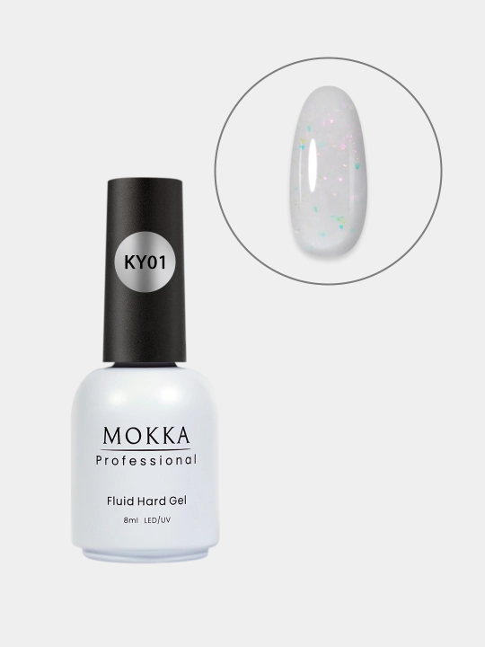 Rangli gel lak suyuq poligel Opal MOKKA, UV/LED chiroqda quriting, 8 ml