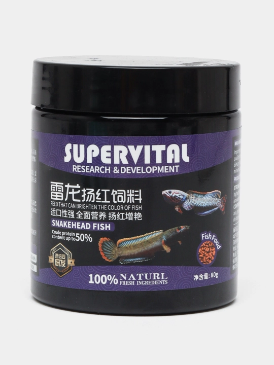 Ilon boshli baliqlar uchun tabiiy oziq-ovqat Supervital, 80 г - 